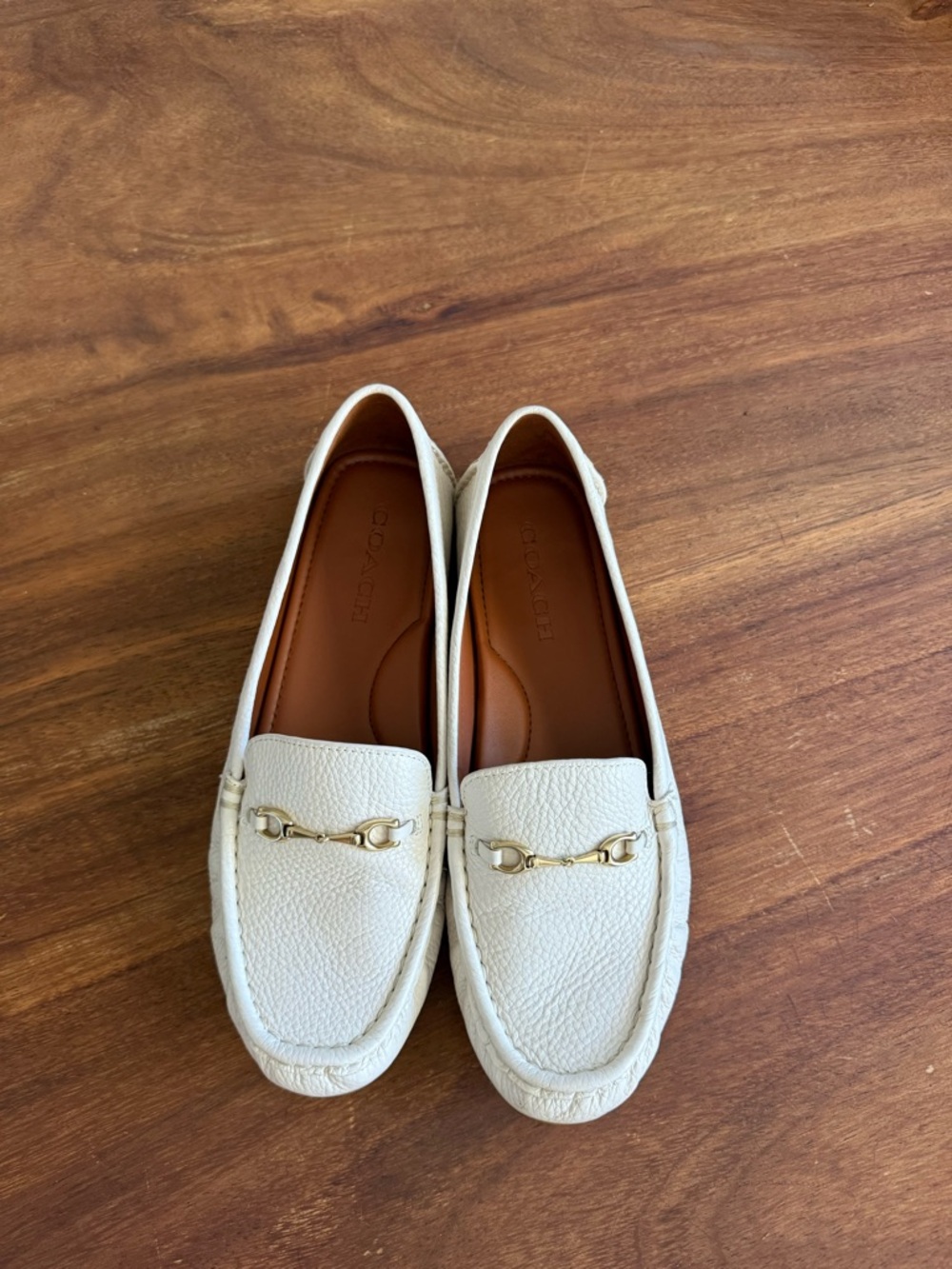 Women’s White Leather Horsebit Loafers - Picture 3 of 5